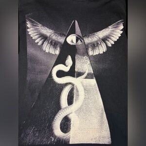 Ring of Fire Illuminati Graphic t-shirt, Black base color, gray art,Men’s Medium